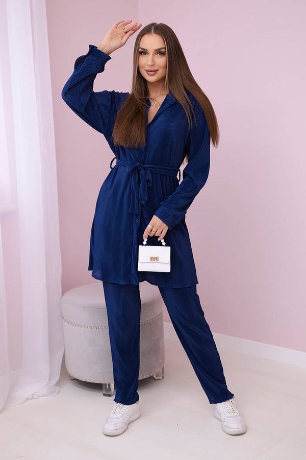 Kesi Pleated shirt + trouser set dark blue