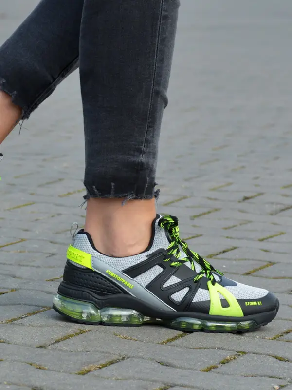 Plein Sport PLEIN SPORT - Ženske superge sive / limetne barve