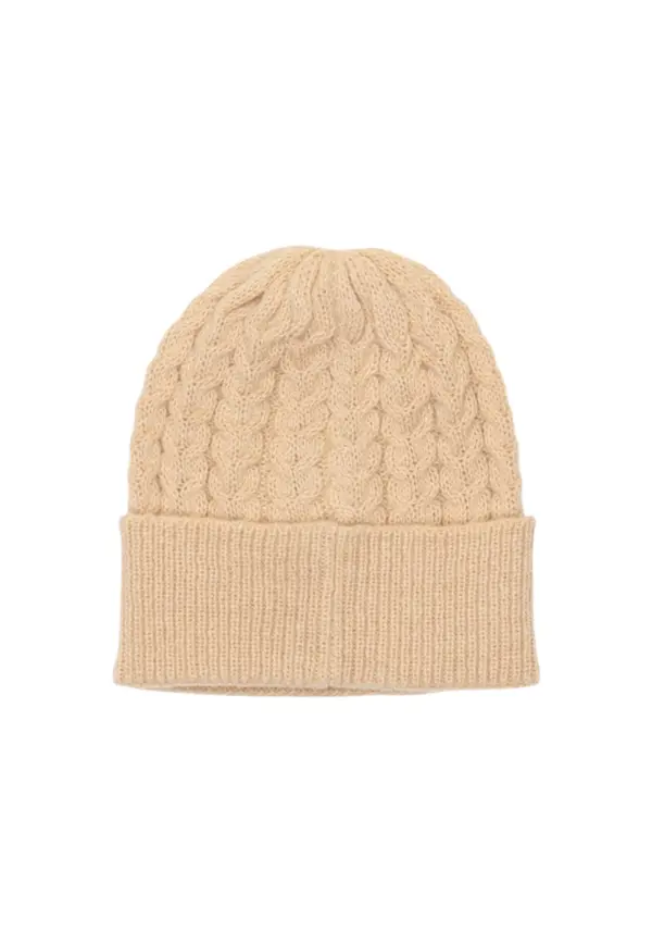 Only Pletena kapa bež barve