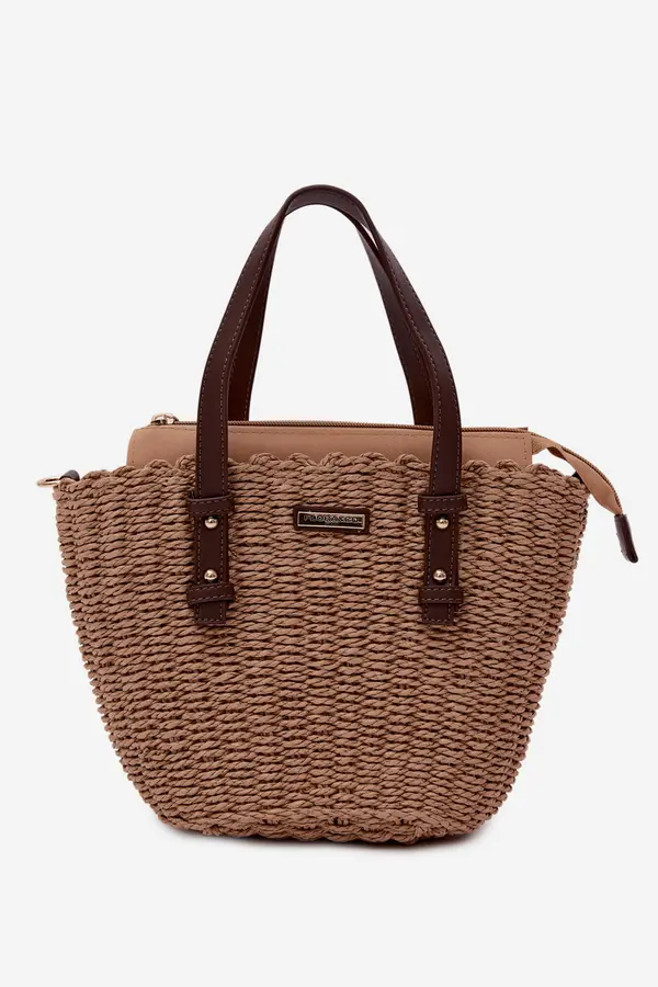 FLORA & CO Pletena torba Flora&amp;Co Lucienne rjave barve