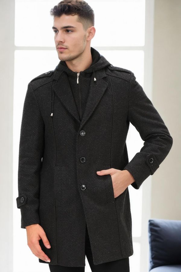 dewberry PLT8334 DEWBERRY MEN'S COAT-LIGHT PATTERNED ANTHRACITE