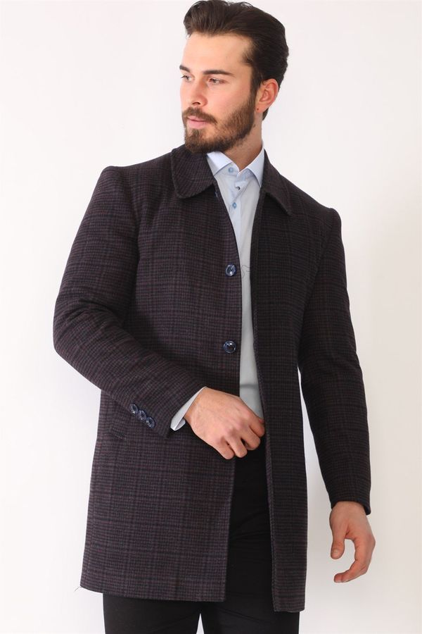 dewberry PLT8364 DEWBERRY MEN'S COAT-PLAID-BURGUNDY