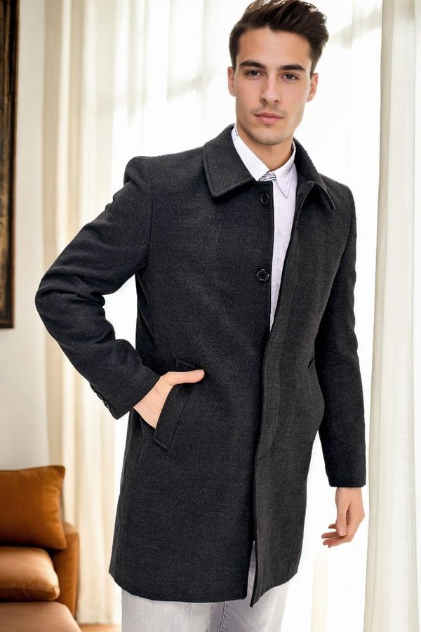 dewberry PLT8365 DEWBERRY MEN'S COAT-STRAIGHT ANTHRACITE