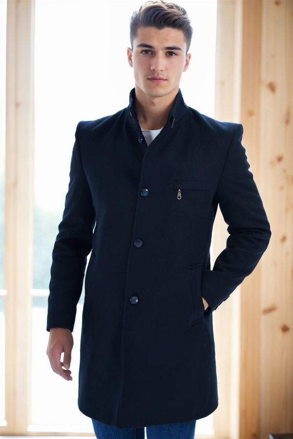 dewberry PLT8367 DEWBERRY MEN'S COAT-PLAIN NAVY BLUE
