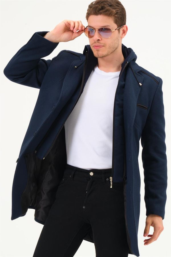 dewberry PLT8371 DEWBRRY MEN'S COAT-PLAIN NAVY BLUE