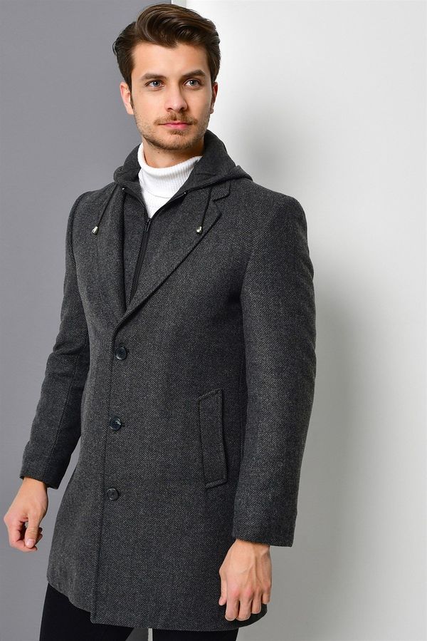 dewberry PLT8376 DEWBERRY MEN'S COAT-PATTERNED ANTHRACITE