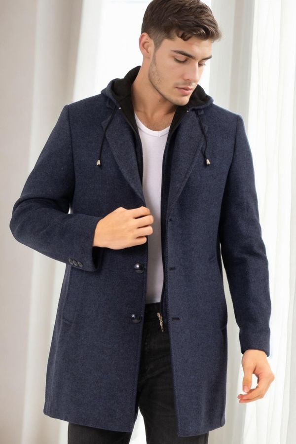 dewberry PLT8376 DEWBERRY MEN'S COAT-PATTERNED NAVY BLUE-2