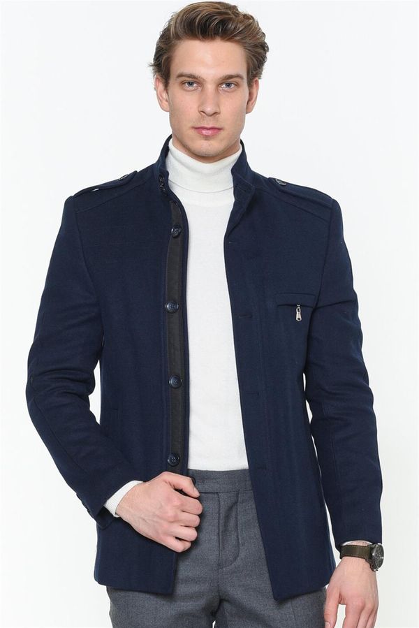 dewberry PLT8378 DEWBERRY MEN'S COAT-PLAIN NAVY BLUE