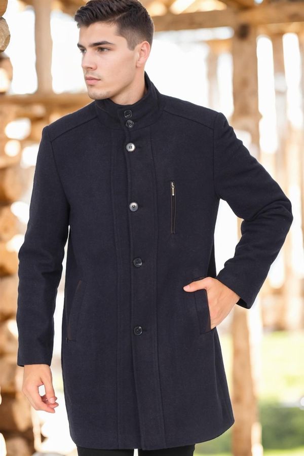 dewberry PLT8386 DEWBERRY MEN'S COAT-DIAGONAL DARK NAVY BLUE-3