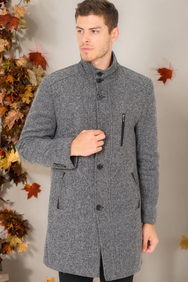 dewberry PLT8386 DEWBERRY MEN'S COAT-DIAGONAL LIGHT BLACK-GREY