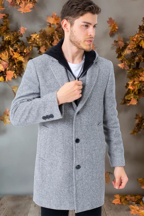 dewberry PLT8395 DEWBERRY BATTAL COAT-LIGHT DIAGONAL GREY