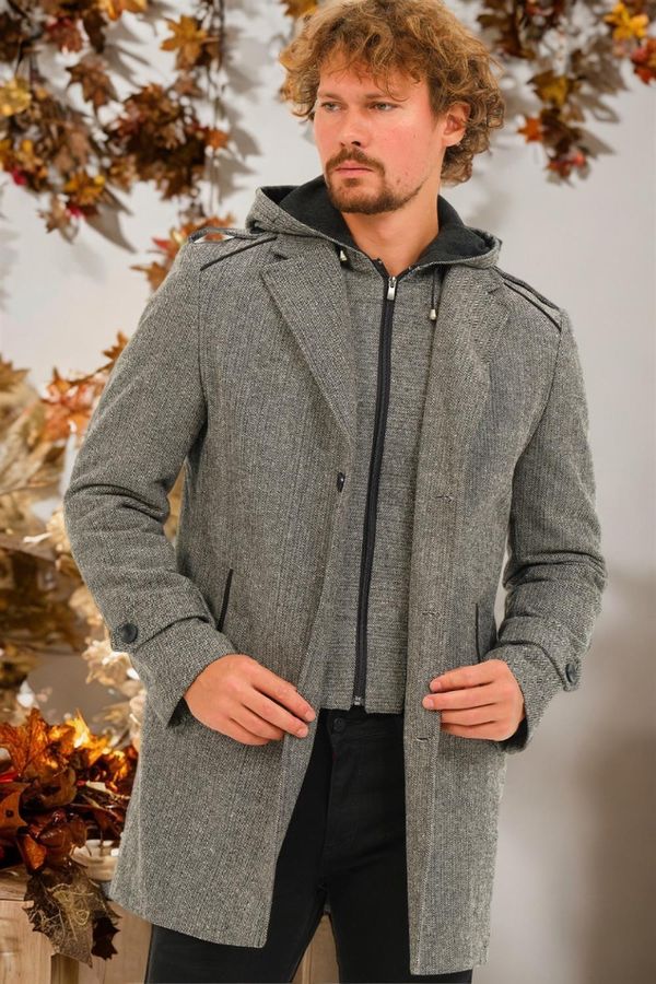 dewberry PLT8401 DEWBERRY MEN'S COAT-LIGHT DIAGONAL GREY