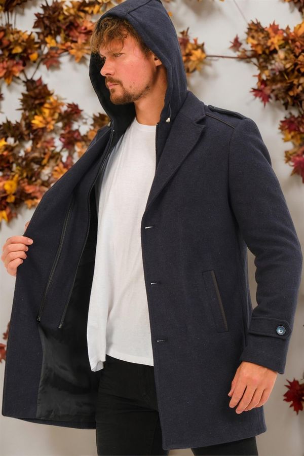 dewberry PLT8401 DEWBERRY MEN'S COAT-LIGHT DIAGONAL NAVY BLUE