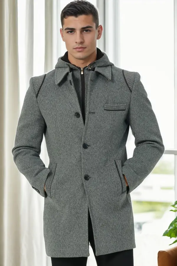 dewberry PLT9335 DEWBERRY MEN'S COAT-DARK GREY