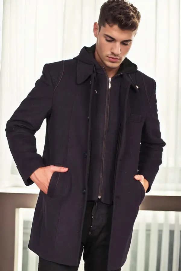dewberry PLT9335 DEWBERRY MEN'S COAT-PATTERNED NAVY BLUE