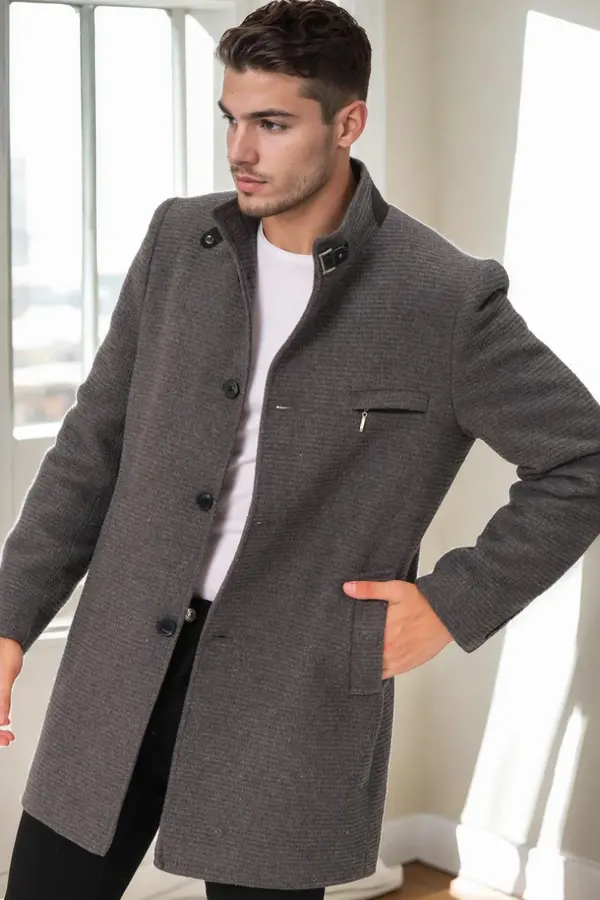 dewberry PLT9367 DEWBERRY MEN'S COAT-STRAIGHT GREY
