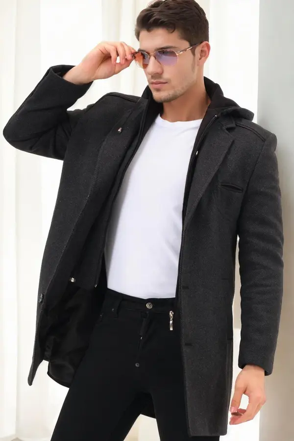 dewberry PLT9371 DEWBERRY MEN'S COAT-DIAGONAL ANTHRACITE