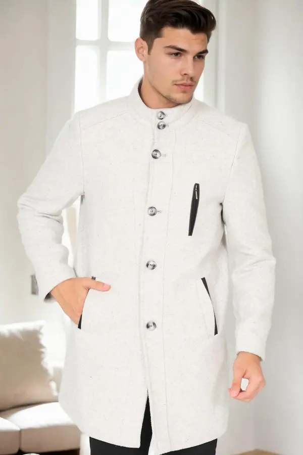 dewberry PLT9386 DEWBERRY MEN'S COAT-DIAGONAL GRAY-CREAM