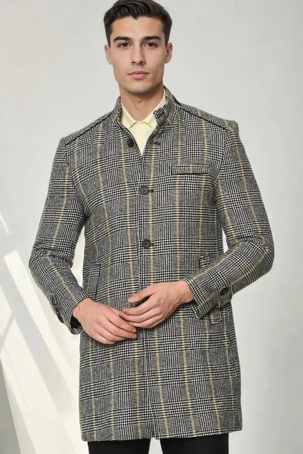 dewberry PLT9391 DEWBERRY MEN'S COAT-PLAID GREY