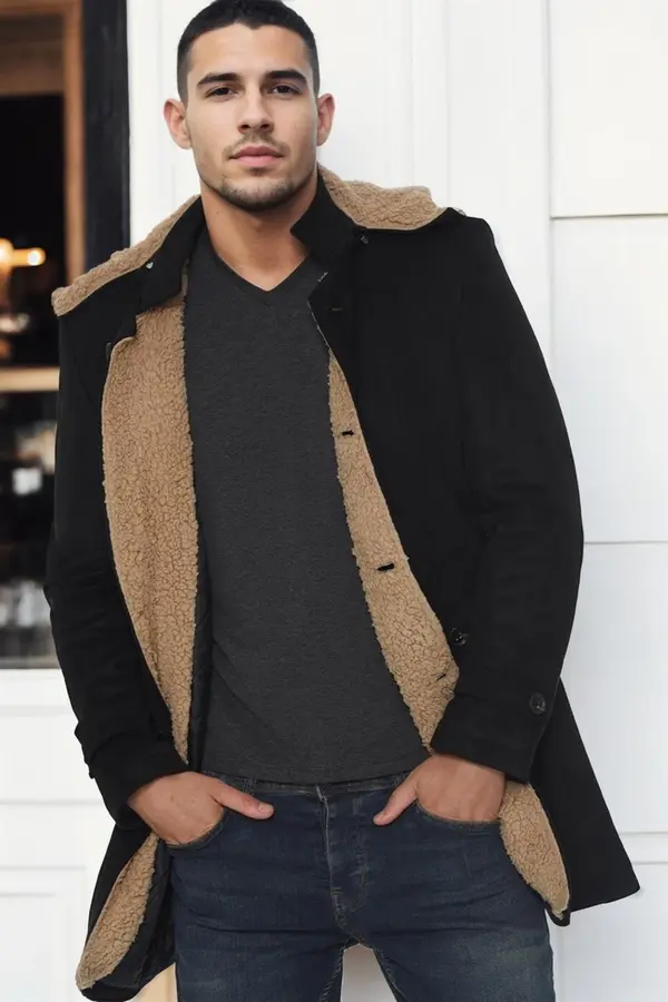 dewberry PLT9399 DEWBERRY SUEDE MEN'S COAT-BLACK