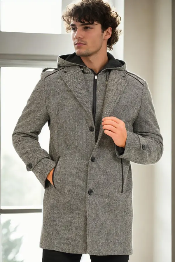 dewberry PLT9401 DEWBERRY MEN'S COAT-DIAGONAL GREY