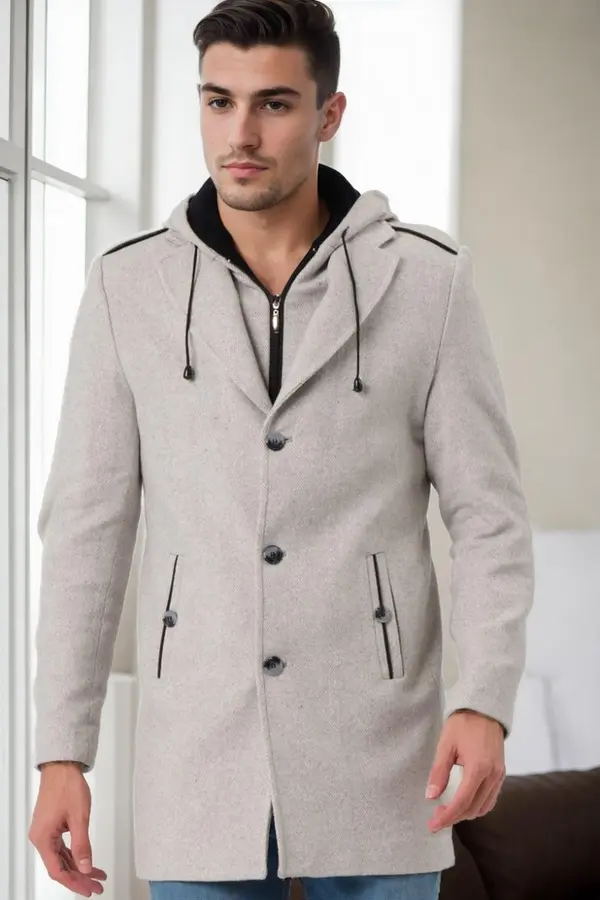 dewberry PLT9406 DEWBERRY MEN'S COAT-PRINT BEIGE