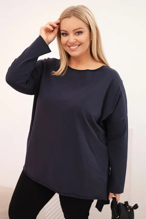 Kesi Plus Size asimetrična bluza z dolgimi rokavi