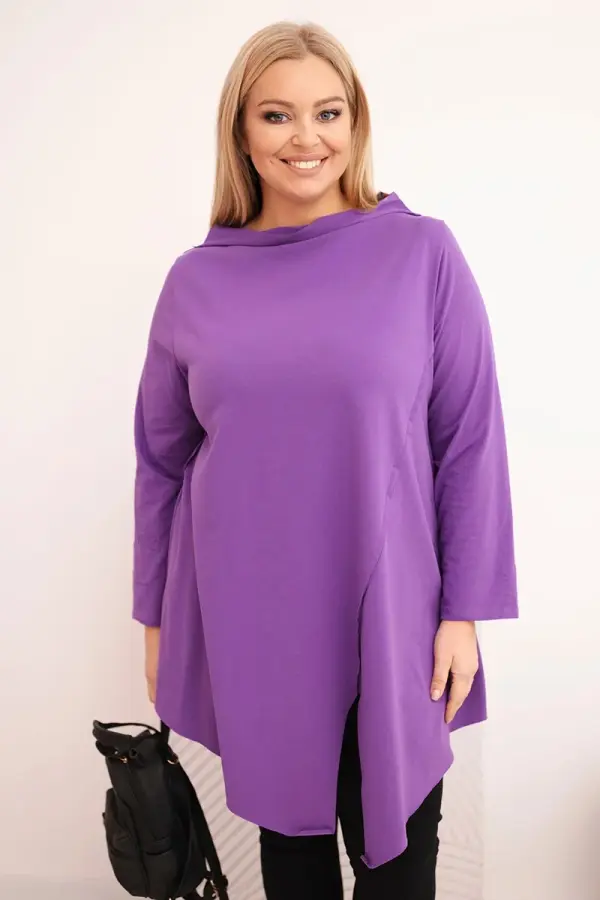 Kesi Włoski Plus size asimetrična bluza z zavihanimi rokavi