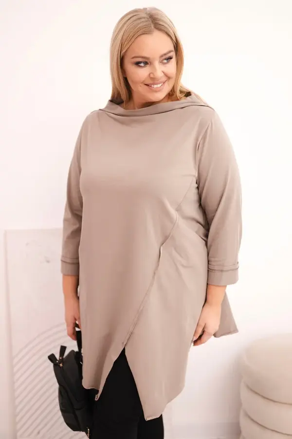 Kesi Włoski Plus size asimetrična bluza z zavihanimi rokavi