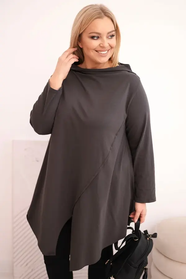 Kesi Włoski Plus size asimetrična bluza z zavihanimi rokavi