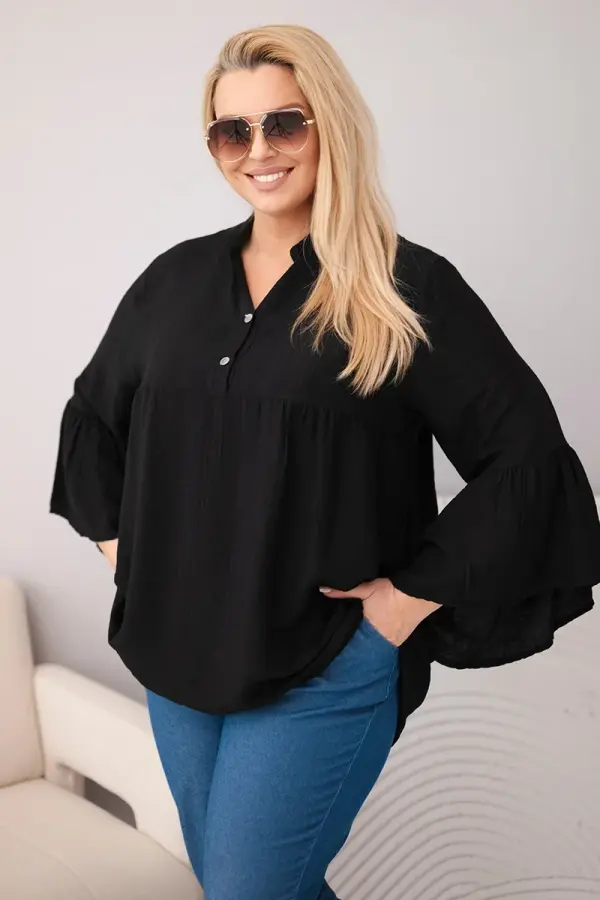 Kesi Włoski Plus size bluza iz viskoze z nabranimi rokavi