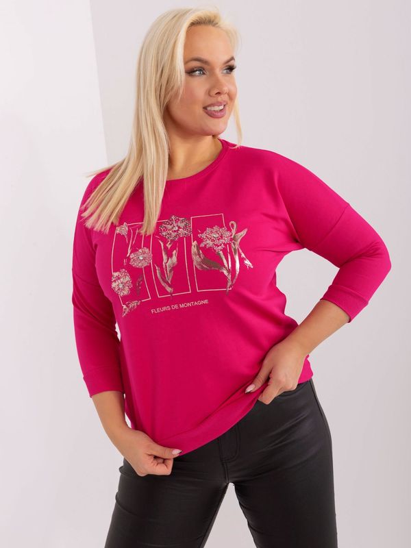 Fashionhunters Plus size fuchsia blouse for everyday prints