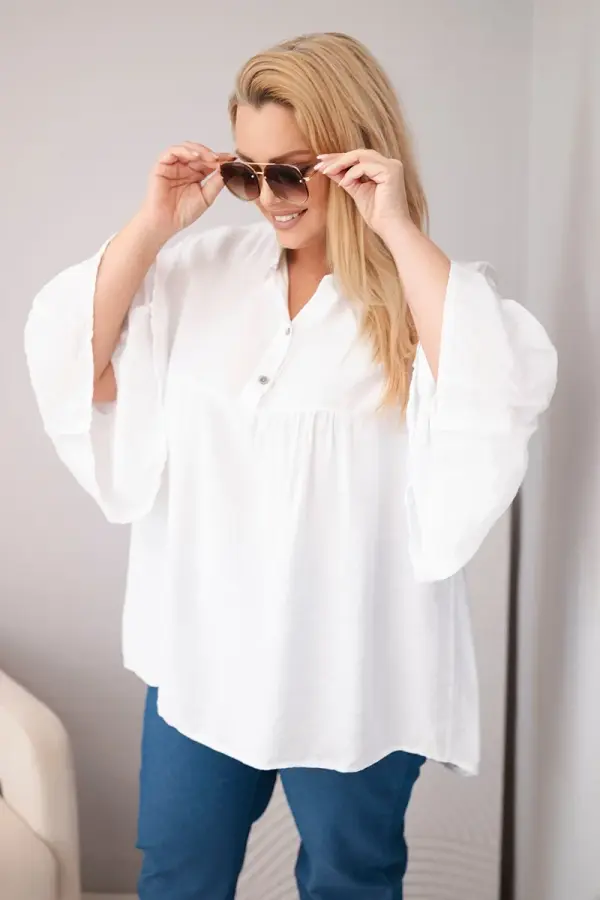 Kesi Włoski Plus size Kesi bluza z nabranimi rokavi