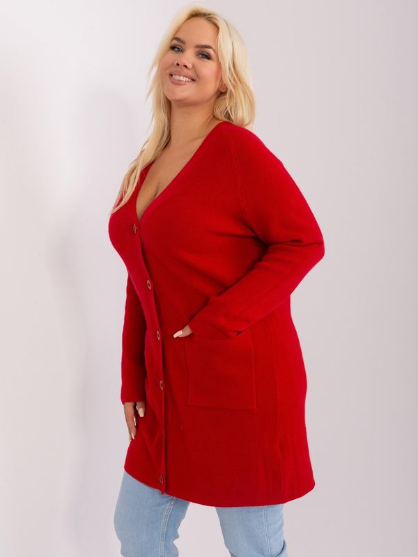 Fashionhunters Plus size red sweater with pockets