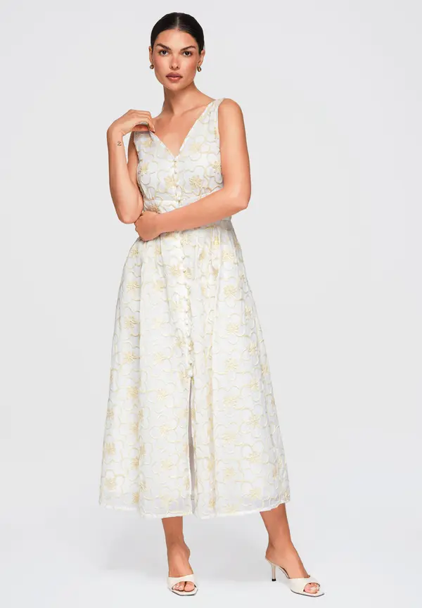 Ombre Poletna midi obleka z V-izrezom