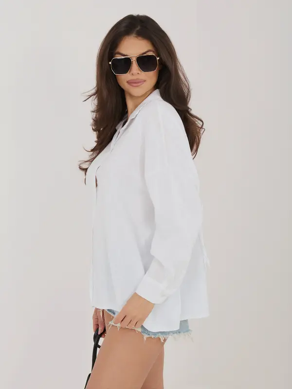 Italy Moda Poletna srajca iz mešanice lana v ekru barvi