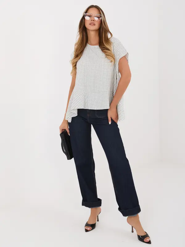 Italy Moda Poletna vzorčasta oversized bluza ecru
