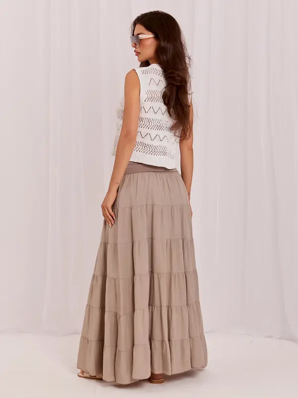 Italy Moda Poletno midi krilo v bež barvi