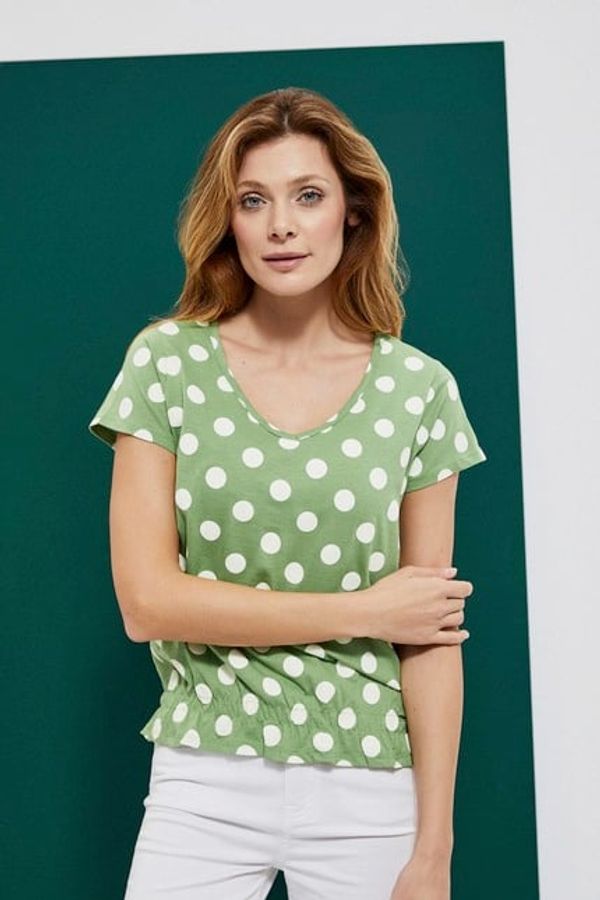 Moodo Polka dot blouse with V-neck