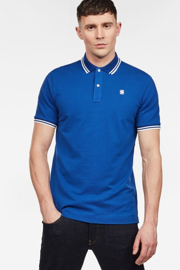 G Star Polo shirt - G-STAR Dunda slim stripe polo ss blue