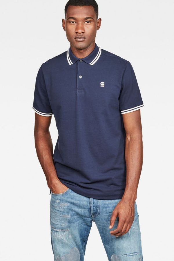 G Star Polo shirt - G-STAR Dunda slim stripe polo ss blue