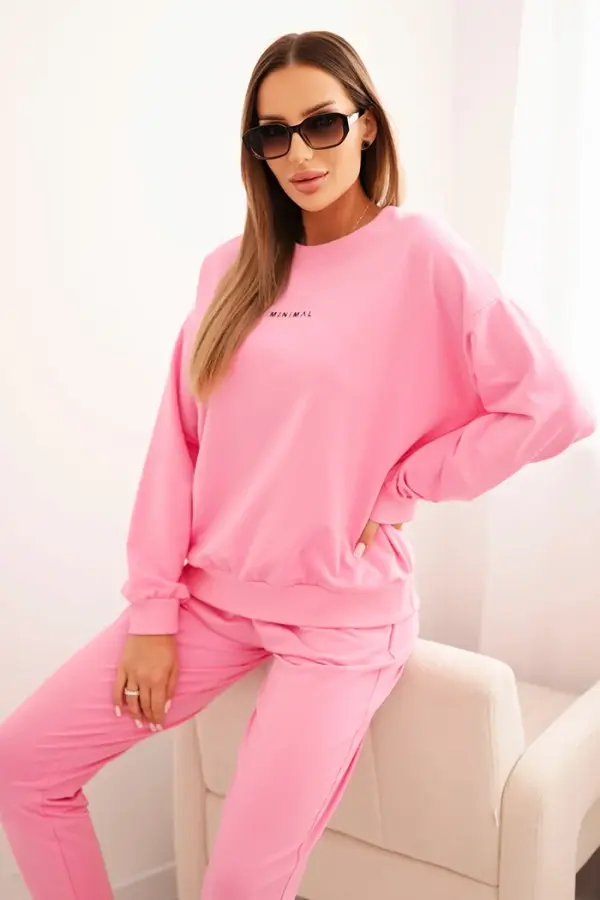 Polski Polski Women's cotton set with Minimal print light pink