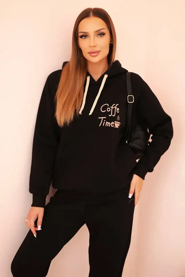 Polski Polski Women's cotton thermal set with print black