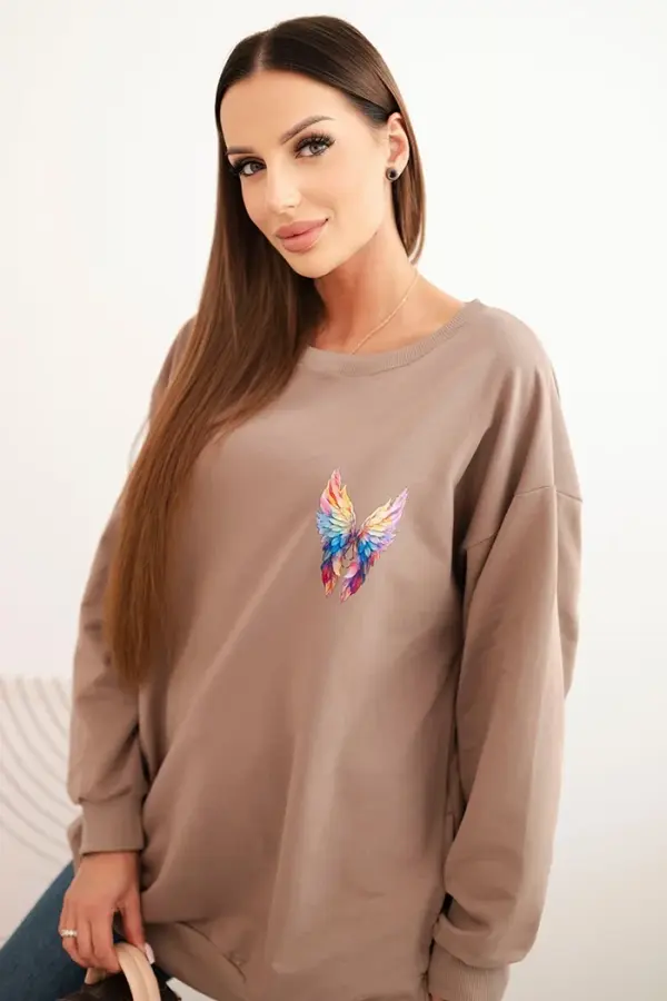 Polski Polski Women's oversized cotton sweatshirt with colorful wings on the back fango