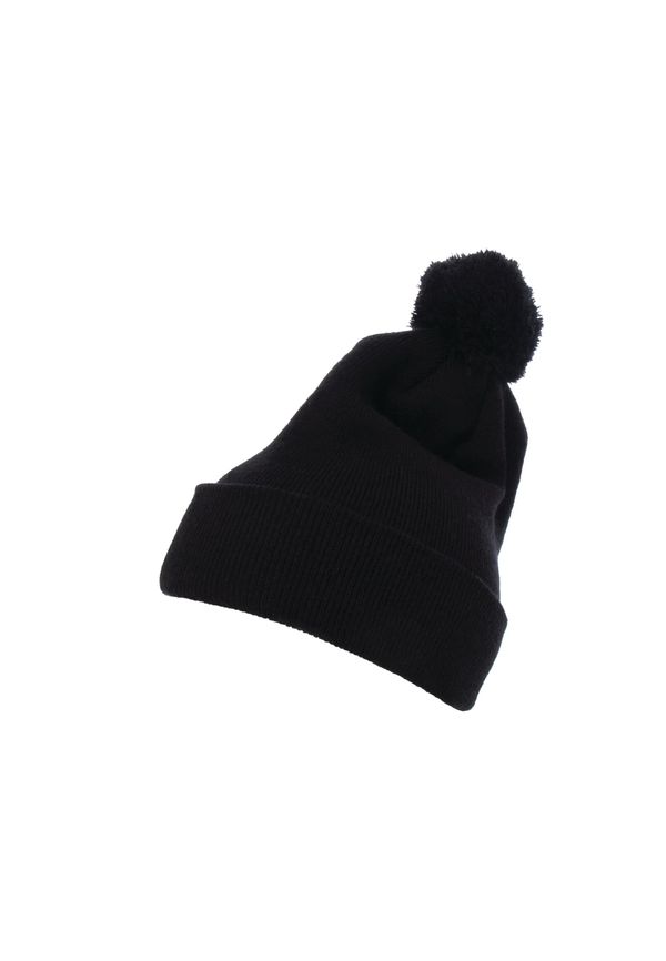 Flexfit Pom Pom Knit hat with cuff black