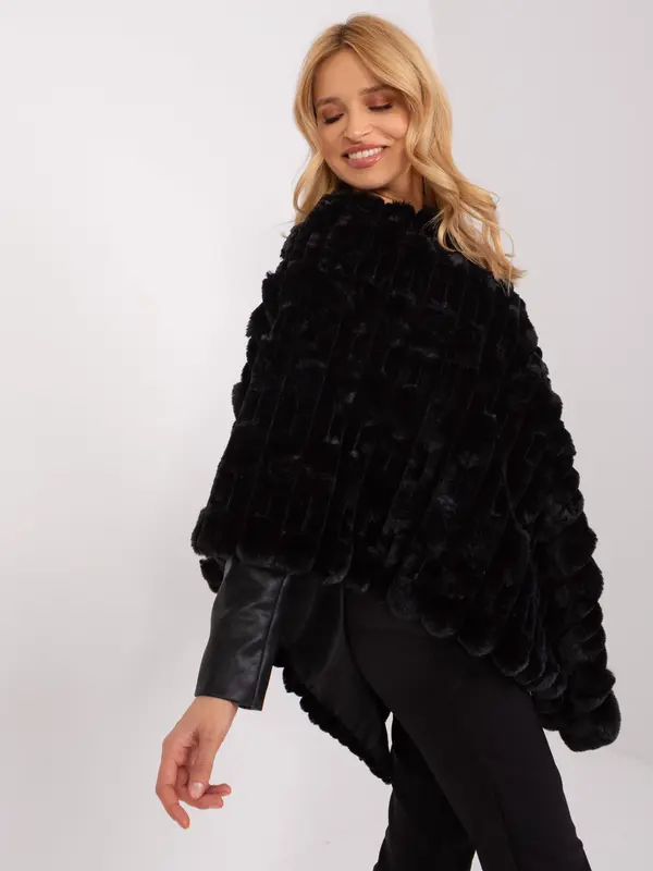 Wool Fashion Italia Poncho-AT-PN-2347.16-black