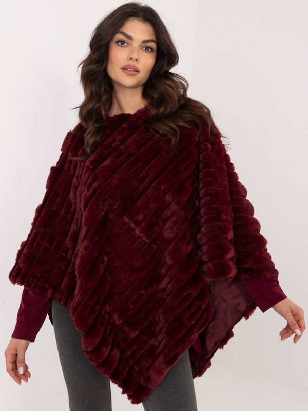 Wool Fashion Italia Poncho-AT-PN-2347.68-burgundy