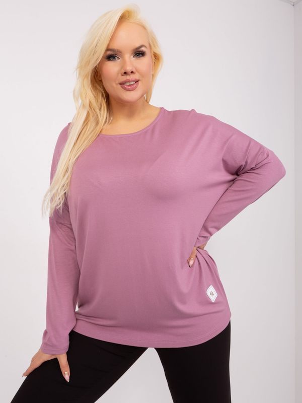 Fashionhunters Powder pink plus size long sleeve blouse by Paloma