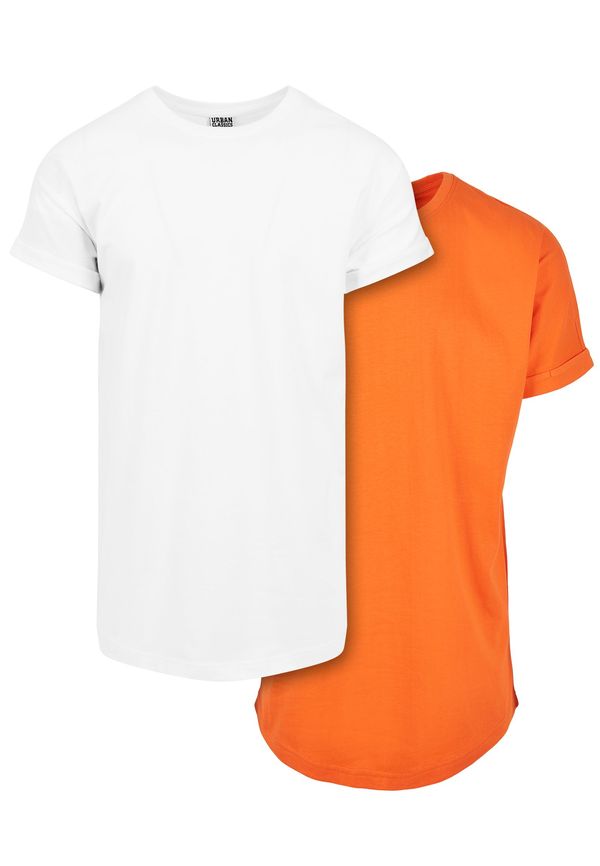 Urban Classics Pre-Pack Long Shaped Turnup Tee 2-Pack white+mandarin