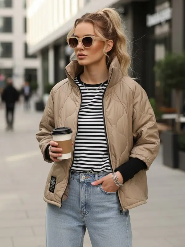 DStreet Prešita bež jakna